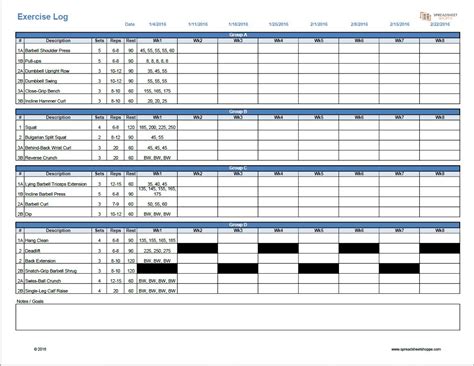 Strength Program Excel Template