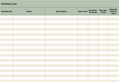 Inventory List Template – cabai