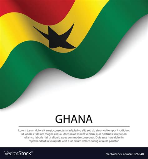 Waving flag of ghana on white background banner Vector Image