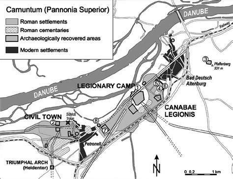 City map of Carnuntum . Damaged structures were excavated from eight ...