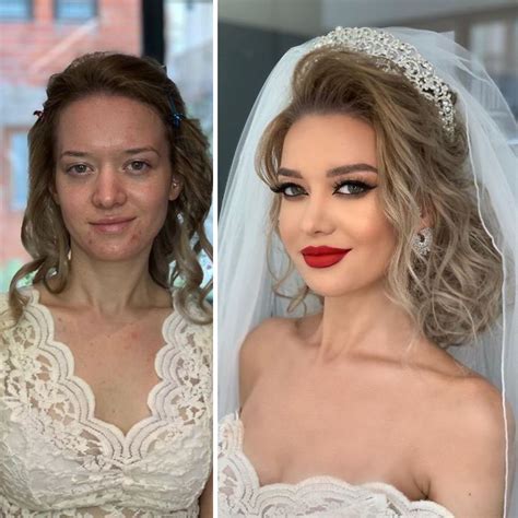 23 Photos Taken Before And After Brides Got Their Wedding Makeup (New ...