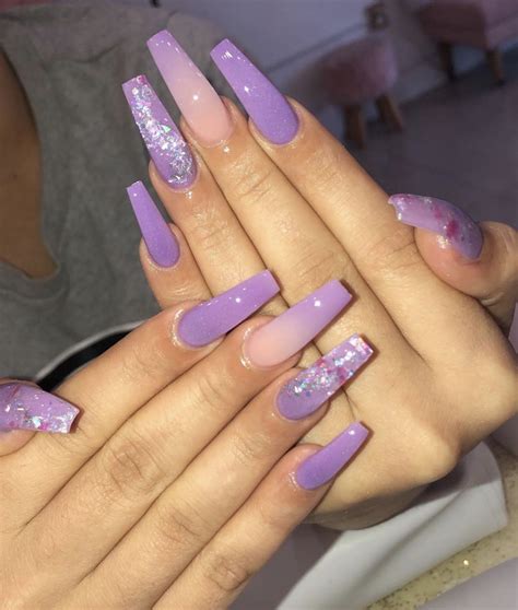 Acrylic Nail Designs Ombre Light Purple Coffin - Tips Color Short ...