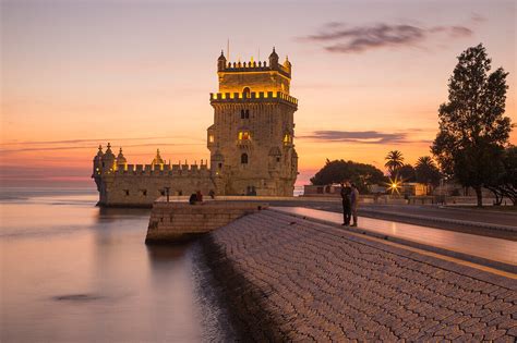 Torre de Belem tower at sunset, Lisbon, … – License image – 70425790 ...