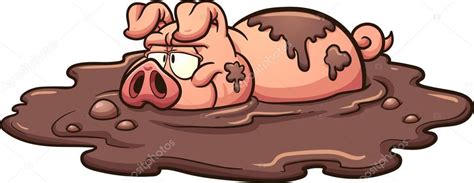 Pig in mud Vector Art Stock Images | Depositphotos