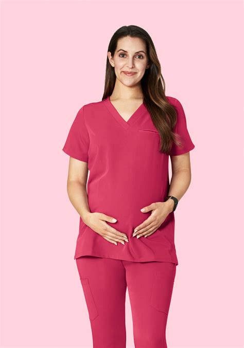 Maternity One Pocket Top Deep Magenta – Mandala Scrubs