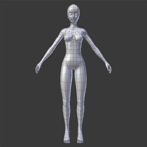 subdivision basemesh - female 3d model low-poly obj mtl fbx blend dae 1 ...