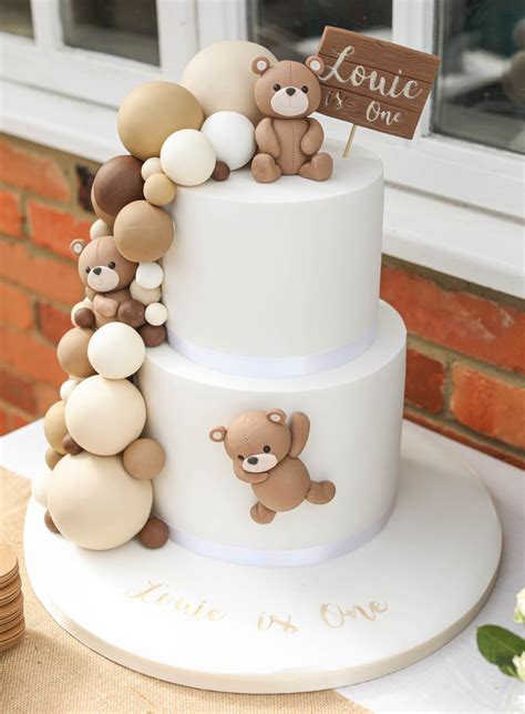 Teddy Bear cake topper fondant or cold porcelain, Baby's first birthday ...