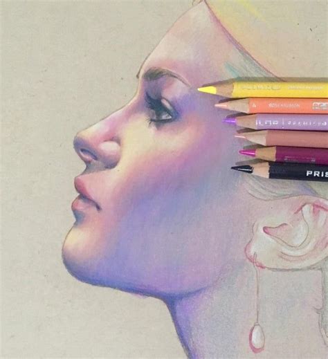 Profile, colored pencil, 9x12 : drawing | Color pencil art, Color ...