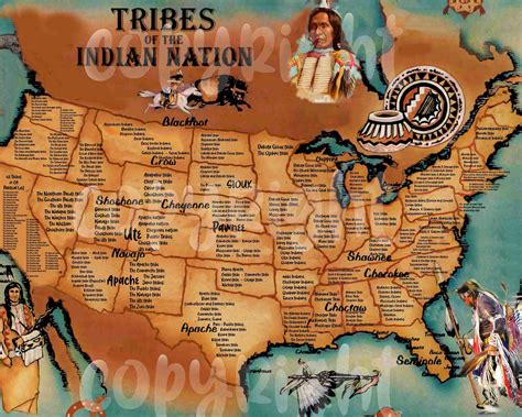 Native American Indians Tribal Map United States Includes Tribal Names ...