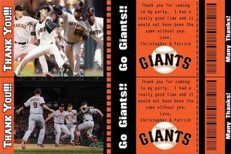 Printable San Francisco Giants Baseball Ticket by KidsPartiesRock, $12. ...