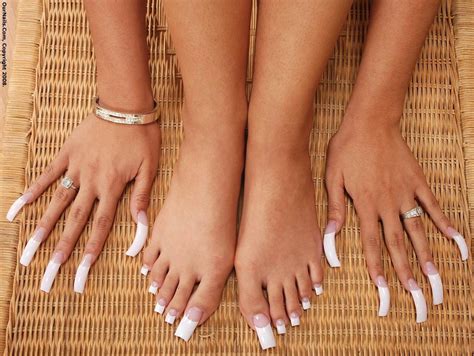 Long french manicure & pedicure | Long toenails, Sexy nails, Fall ...