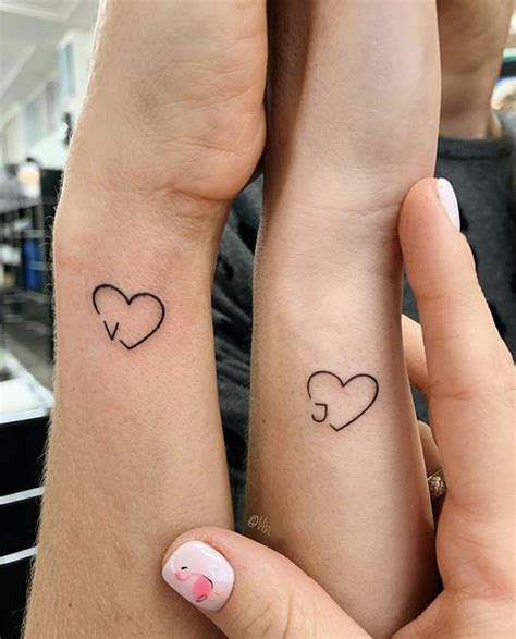 Heart Couple Temporary Tattoo, Custom Name Heart Tattoo, Tiny Heart ...