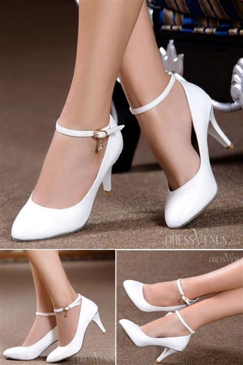 Simple 2014 New Arrive Pointed-End White High Heels Wedding Shoes ...