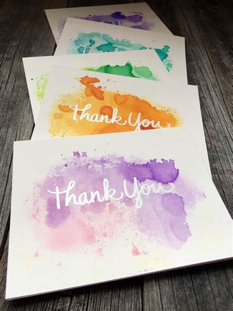 Set of 5 Watercolor Thank You Cards Handmade Thank You Cards | Etsy ...