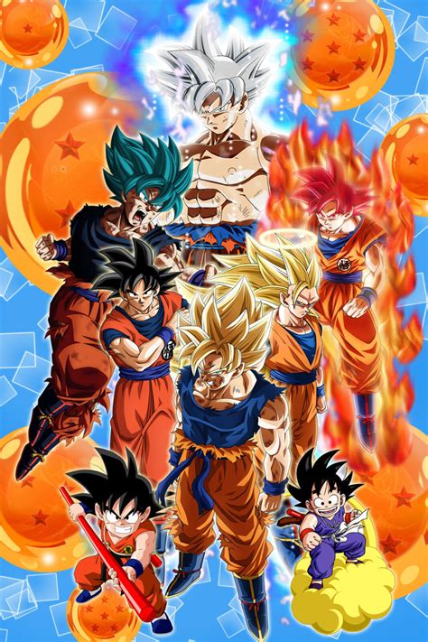 Dragon Ball Z/Super Poster Goku from Kid to Ultra 12in x 18in Free ...