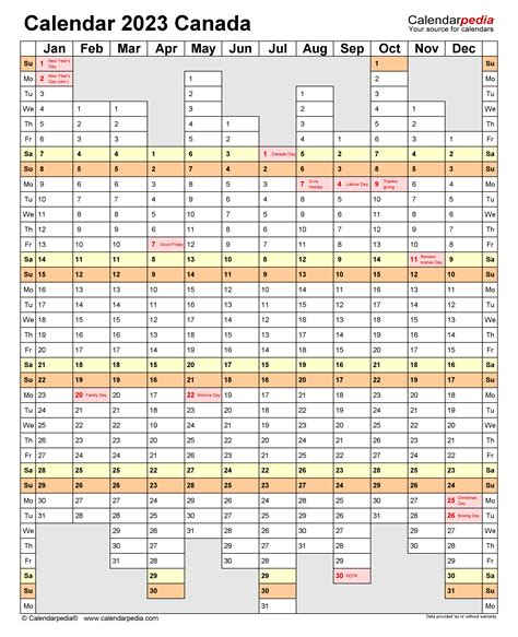 2023 Free Printable Calendar Canada - ZOHAL