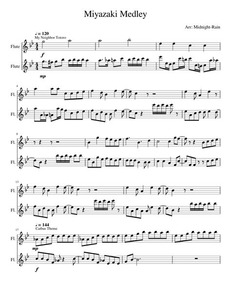 Studio Ghibli Medley Sheet music for Flute | Download free in PDF or ...