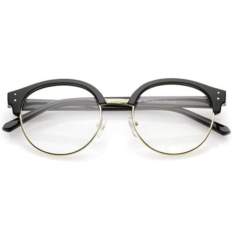 sunglass.la - sunglassLA - Classic Horn Rimmed Round Clear Lens Half ...