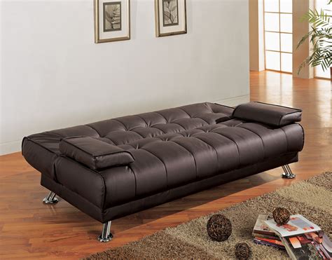 Faux Leather Convertible Sofa Bed With Removable Armrests - 300148 from ...