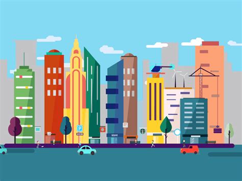 Modern city animation by Paul Tkachenko on Dribbble