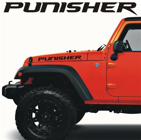 PUNISHER HOOD DECALS FITS JEEP WRANGLER / RENEGADE TJ JK XJ YJ CJ *2 ...