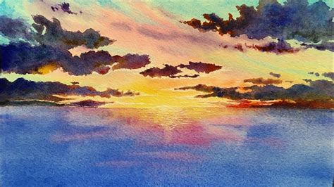 Sunset Clouds Watercolor Painting Tutorial Youtube