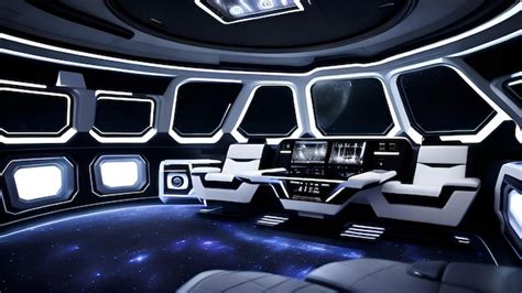 Premium AI Image | A futuristic interior of a space ship with a large ...