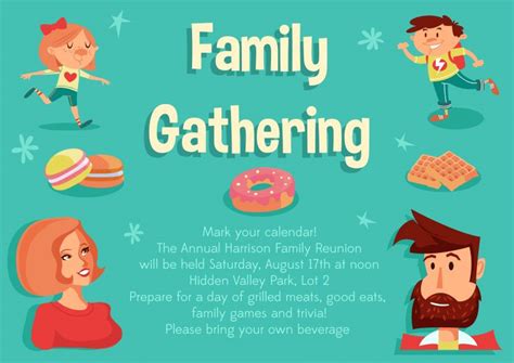 Template Vector Artwork Family Gathering Vector Invitation Template ...