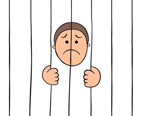 Cartoon Prisoner Holding Prison Bars Vector Illustration 2806280 Vector ...