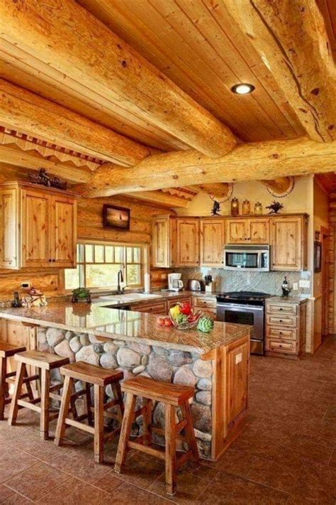 10 Country Style Kitchen Decor Ideas | Log home kitchen, Log home ...