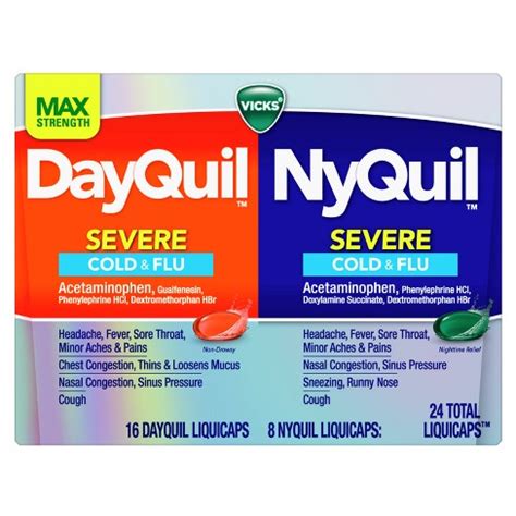 Vicks Dayquil & Nyquil Severe Cold & Flu Medicine Liquicaps - 24ct : Target