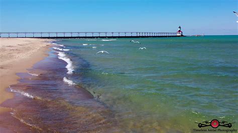 Relaxing Flight Down The Beach Line In Michigan City, Indiana 4K Drone ...