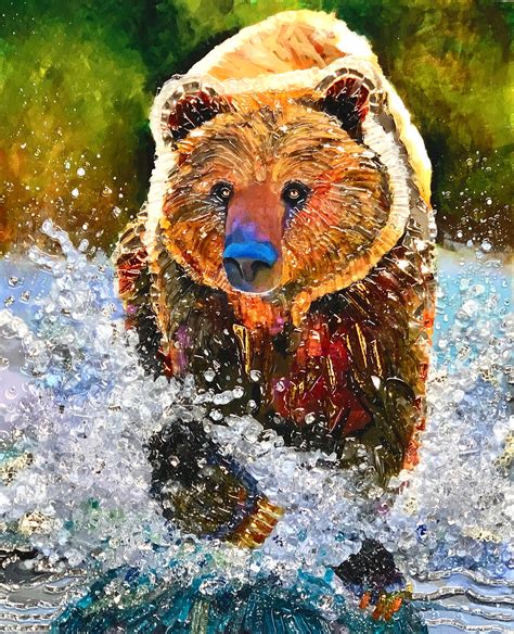 brown bear acrylic painting in glass and resin tutorial | Agnes ...