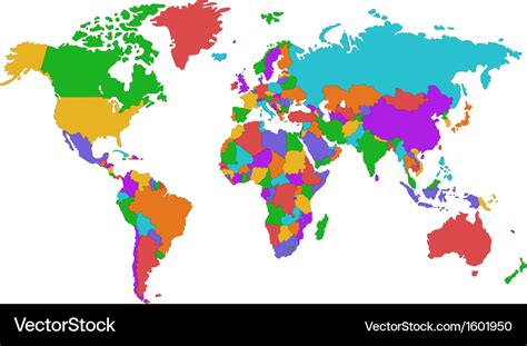 Colorful world map Royalty Free Vector Image - VectorStock