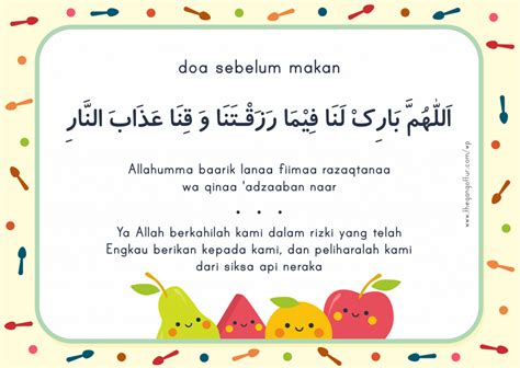 Free Printable : Doa Makan – The Gang of Fur | Kartu doa, Dinding kata, Doa