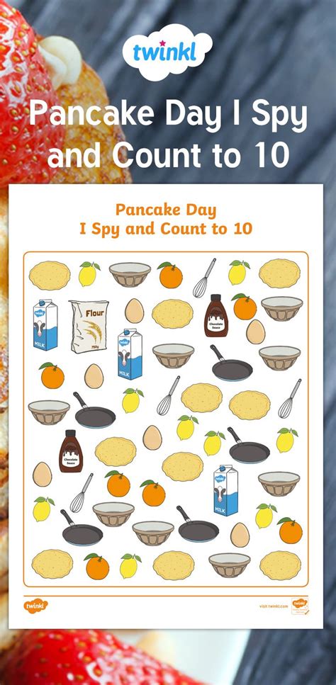 Pancake Day: I Spy and Count to 10 Worksheet. | Pancake day, Pancake ...