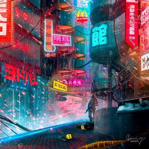 Original Cyberpunk Concept Art by me. Thoughts? Speedart video in ...