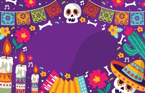 Dia De Los Muertos Colorful Doodle Background 3323515 Vector Art at ...