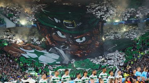 Celtic fans put on stunning Tifo display with flares to welcome ...