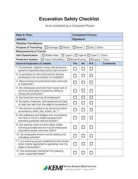 (PDF) Excavation Safety Checklist...Excavation Safety Checklist Date ...