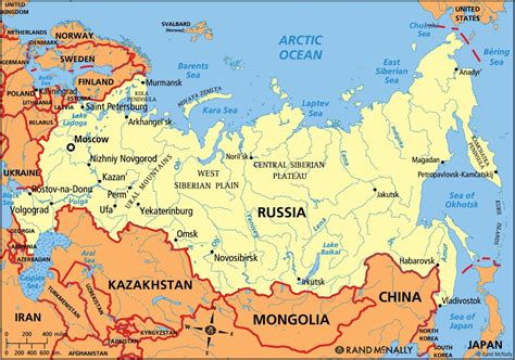 Map of Russia regions: political and state map of Russia