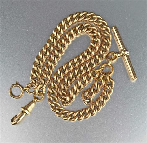 Antique Pocket Watch Chain Necklace 18K Gold Filled Boylerpf