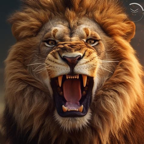 Premium AI Image | Terrible angry lion face picture Generative AI