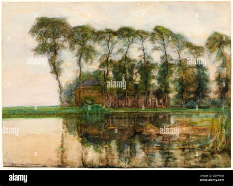 Piet Mondrian (Piet Mondriaan), Farmstead Along the Water, Screened by ...