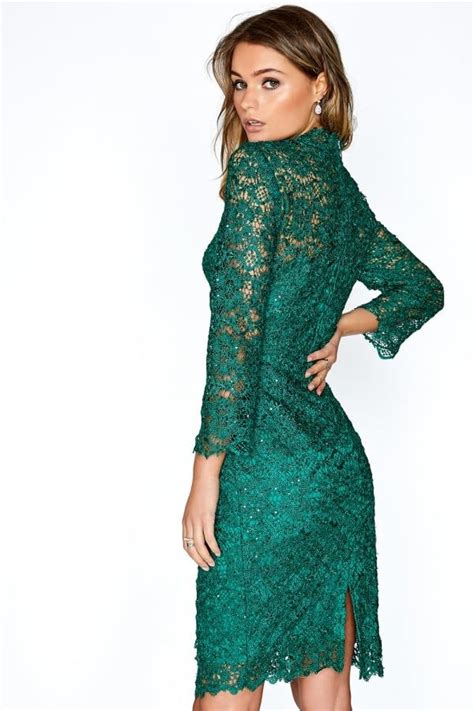 Jade Green Lace Dress in 2021 | Lace dress with sleeves, Green lace ...