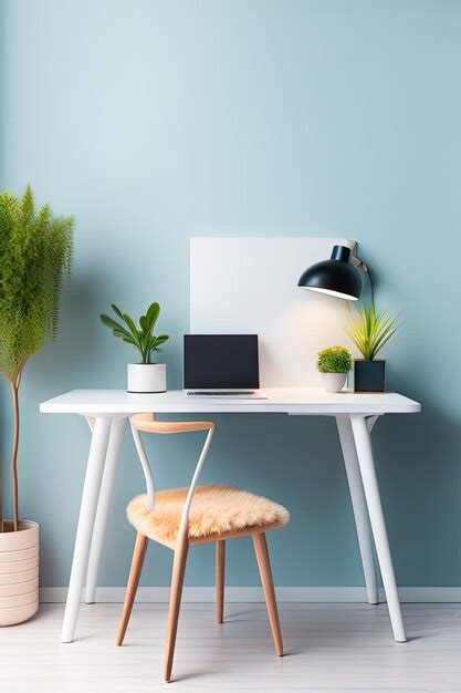 Premium AI Image | Home office empty desk with office supplies white ...