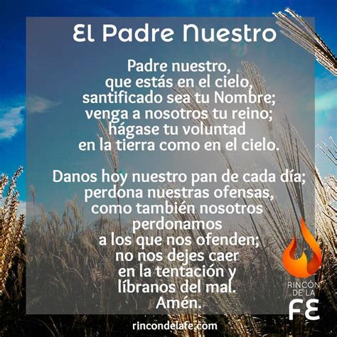 El Padre Nuestro es la oración cristiana más importante. Rezada por ...