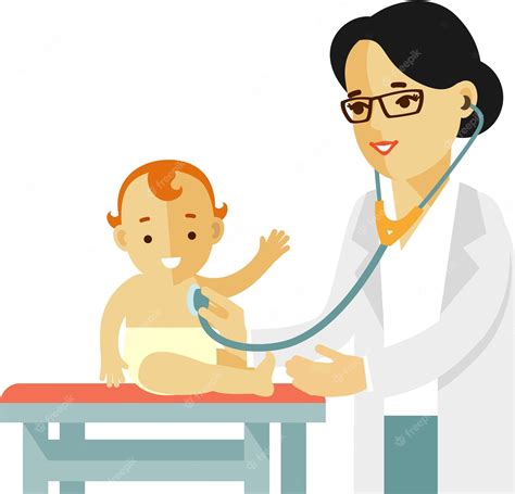 Premium Vector | Young female pediatrician doctor and happy baby child ...