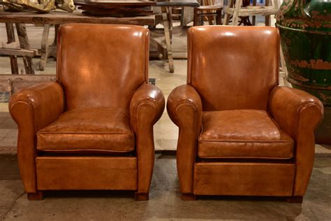 Pair of vintage leather club chairs