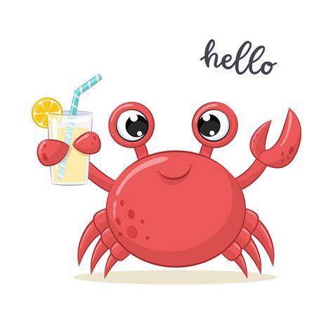 Cute crab illustration. Vector cartoon illustration. 3242219 Vector Art ...